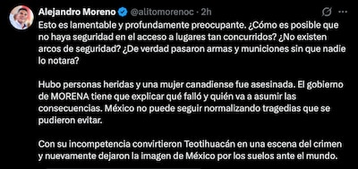 alejandro moreno critica a morena por seguridad en teotihuacán