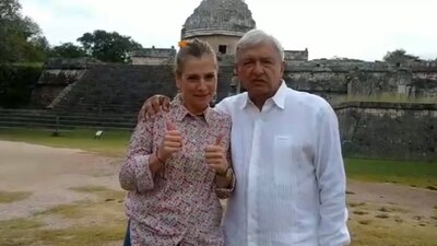 López Obrador y su familia acudieron este 1 de enero a esa zona arqueológica en el estado de Yucatán