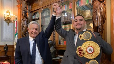 AMLO y Andy Ruiz en Palacio Nacional