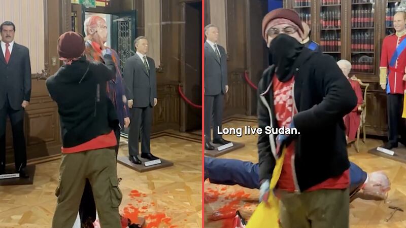 VIDEO: Activista destruye figura de Netanyahu en el Museo de Cera