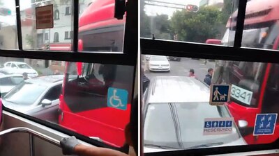 La unidad del metrobús terminó impactándose contra la unidad privada