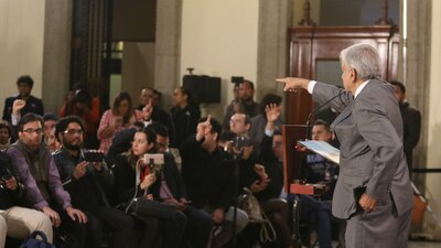 El presidente mexicano durante su encuentro mañanero con los medios de comunicación