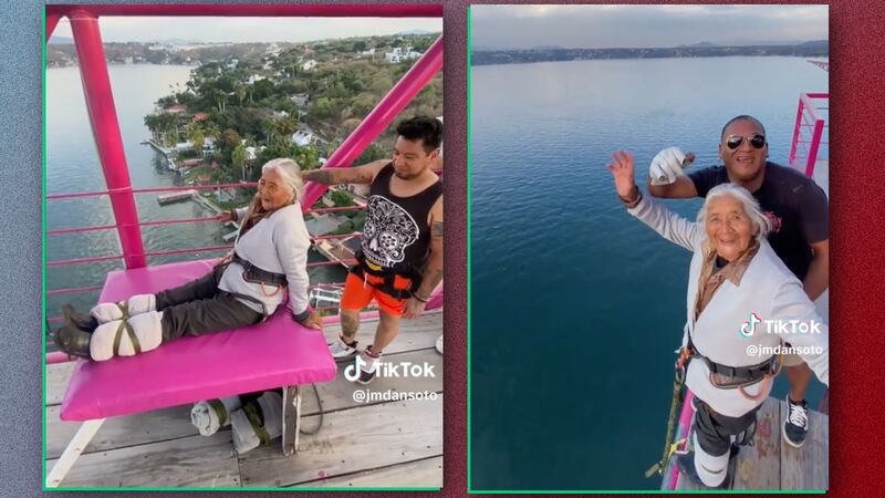 ¡Rompiendo barreras! VIDEO: Mujer de la tercera edad se lanza del bungee en Tequesquitengo, Morelos