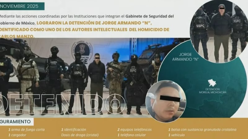 Detienen a Jorge Armando ‘N’ autor intelectual del asesinato de Carlos Manzo