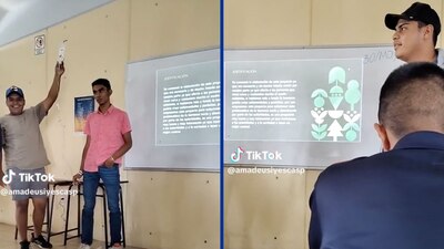 Incluso el joven mira a la cámara con cara de tedio.