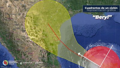 Se espera que para el viernes, 'Beryl' cruce la porción centro de la Península de Yucatán