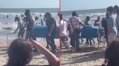 VIDEO: Bañistas cierran Semana Santa con un ataúd lleno de cervezas en El Rosario