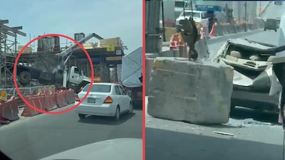 Una grúa que transportaba la estructura de cemento presentó una falla, lo que provocó que el bloque se desprendiera y cayera directamente sobre la vialidad