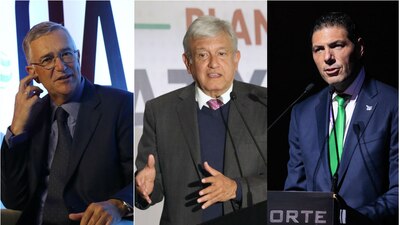 Ricardo Salinas Pliego, Andrés Manuel López Obrador y Carlos Hank González