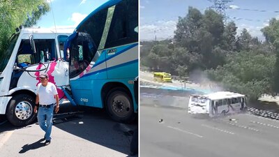 Ambas unidades quedaron varadas sobre la carretera México-Pachuca