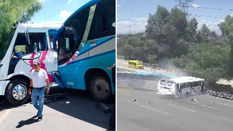 VIDEO: Captan choque entre 2 autobuses en la México-Pachuca; hay 14 heridos