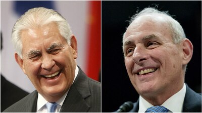 Rex Tillerson (izquierda) y John Kelly, los funcionarios del gobierno de Trump que visitarán México