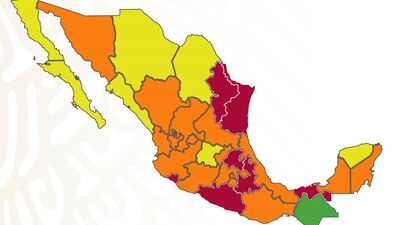 El mapa se pintó de naranja, con 17 entidades en este color del semáforo de riesgo epidémico por COVID-19