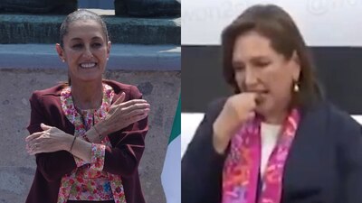 Claudia Sheinbaum se burló de Xóchitl Gálvez por la escena en el INE