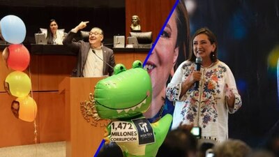 Dijo que el globo de dinosaurio tiene en su panza "un mafioso que quiere regresar por sus privilegios"