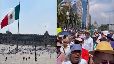 Los participantes en la marcha avanzaron desde el Monumento a la Revolución al Zócalo