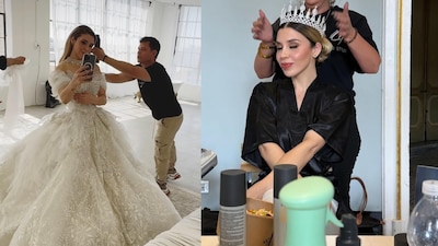 Emma Coronel fue elegida para abrir y cerrar el desfile y mostró diversos vestidos blancos de novia