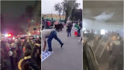 En redes sociales circulan los videos de los choques entre manifestantes y elementos de seguridad