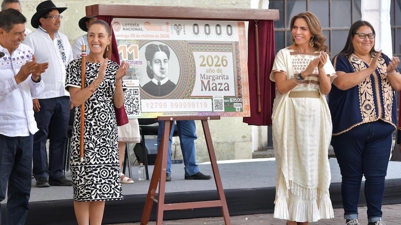 Sheinbaum presentan billete de Lotería Nacional en homenaje a Margarita Maza