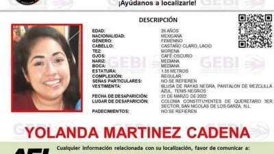 Yolanda vestía blusa negra con rayas horizontales cuando fue vista por última vez