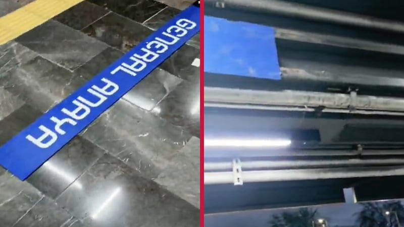 Exhiben caída de letreros en la estación General Anaya, del Metro
