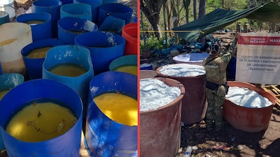 Golpe al narco en Sinaloa: Marina inhabilita 3 laboratorios y asegura 16.8 toneladas de metanfetamina