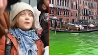 Greta Thunberg es vetada de Venecia y multada tras teñir de verde el Gran Canal