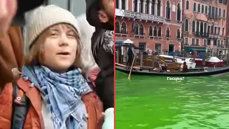 Greta Thunberg es vetada de Venecia y multada tras teñir de verde el Gran Canal