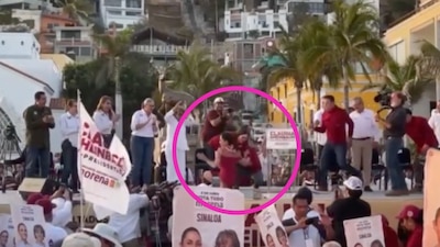 En Mazatlán, Sinaloa, la morenista fue recibida con banda en vivo