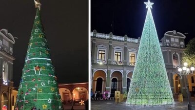Inicialmente, al arbolito de unos 30 metros de altura le habían puesto una nula cantidad de luces