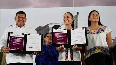 La Presidenta estuvo de gira por Tabasco, en la que fue acompañada por el gobernador