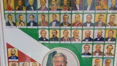 AMLO aparece en el centro de una monografía de los presidentes de México