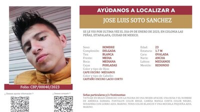 José Luis fue visto por última vez cuando salió de su domicilio ubicado en Las Peñas, alcaldía Iztapalapa.
