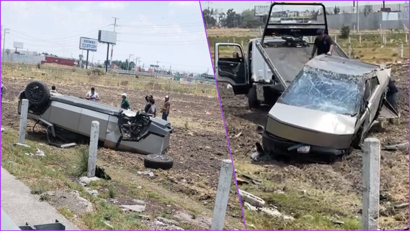 Cybertruck vuelca y queda destrozada en Toluca