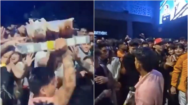 VIDEO: Multitud empuja y roba cervezas a vendedor al interior del Pepsi Center
