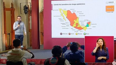 Campeche sigue siendo la única entidad que se encuentra en riesgo bajo, es decir, en color verde.