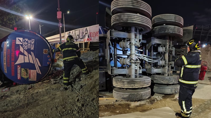 Pipa vuelca con 31 mil litros de gasolina en Estadio Azteca; caos vial se desata en Tlalpan