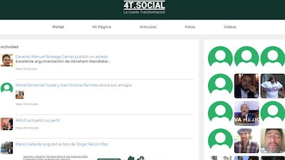 Al ingresar a la página, se pueden observar cinco secciones: 'Portal', 'Mi Página', 'Artículos', 'Fotos y Videos'