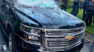 Así quedó la camioneta de Omar García Harfuch, quien recibió tres disparos