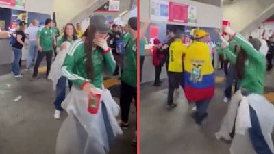 VIDEO: Aficionada mexicana lanza cerveza a seguidores ecuatorianos tras México vs Ecuador