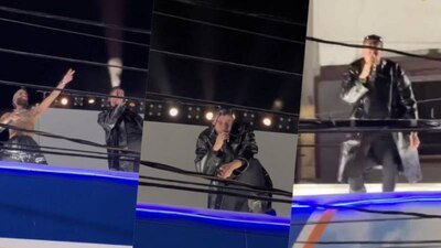 El artista estuvo acompañado del cantante Arcángel durante su presentación