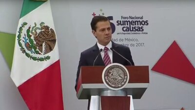 El presidente Enrique Peña Nieto durante el foro Sumemos Causas por la seguridad, ciudadanos + policías.