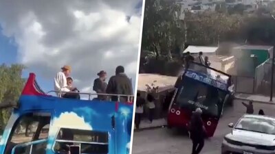 La unidad de turibús recorrió varios metros hasta impactarse