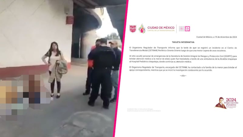 Brindan atención médica a menor de edad que cayó de escaleras del Metro Periférico Oriente