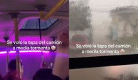 ¡Paraguas al rescate! Pasajeros tapan toldo roto de camión bajo tormenta en Guadalajara