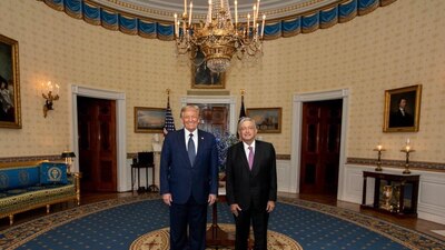Los presidentes Trump y López Obrador en su primer encuentro en la Casa Blanca