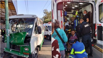 La unidad de transporte se habría quedado sin frenos por lo que se impactó al poste