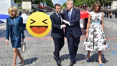 Macron y Trump jugaron 'venciditas' durante el desfile por el Día de la Bastilla