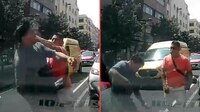 VIDEO: Motociclista agrede a taxista y de un golpe lo noquea, en CDMX