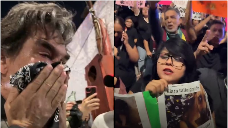 NL: Rocían gas contra el ‘Pato’ Zambrano durante manifestación por sacrificio masivo de perros